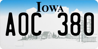 IA license plate AOC380