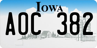 IA license plate AOC382