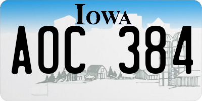 IA license plate AOC384