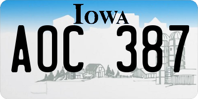 IA license plate AOC387