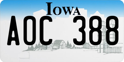 IA license plate AOC388