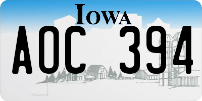 IA license plate AOC394