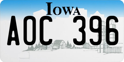 IA license plate AOC396