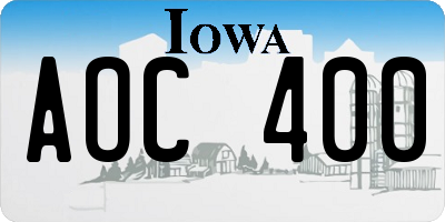 IA license plate AOC400