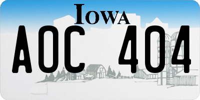 IA license plate AOC404