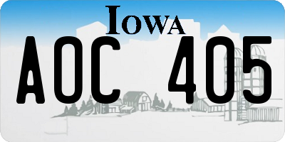 IA license plate AOC405