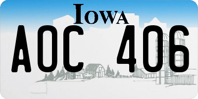 IA license plate AOC406