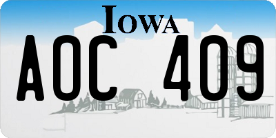 IA license plate AOC409