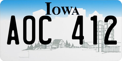 IA license plate AOC412
