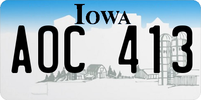 IA license plate AOC413