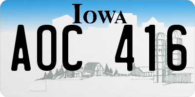 IA license plate AOC416