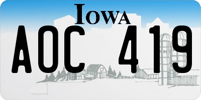 IA license plate AOC419