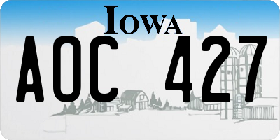 IA license plate AOC427