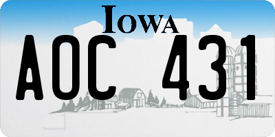 IA license plate AOC431
