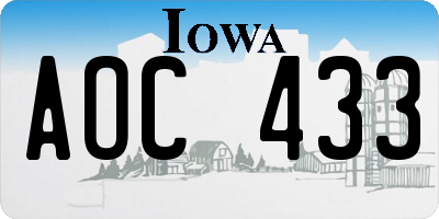 IA license plate AOC433