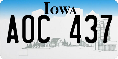 IA license plate AOC437