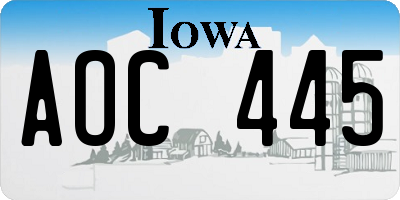 IA license plate AOC445
