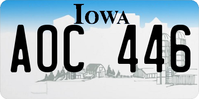 IA license plate AOC446