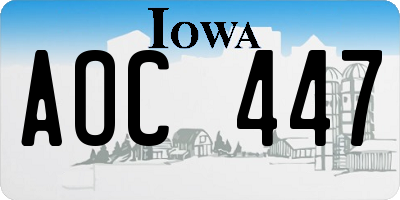 IA license plate AOC447