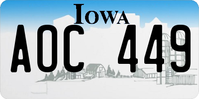 IA license plate AOC449