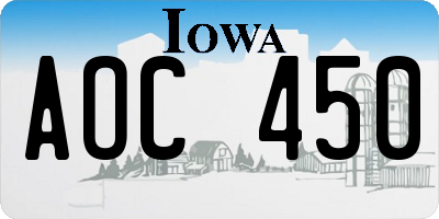 IA license plate AOC450