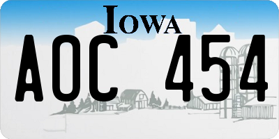 IA license plate AOC454