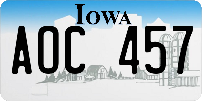IA license plate AOC457