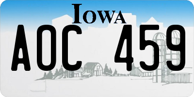 IA license plate AOC459