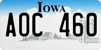 IA license plate AOC460