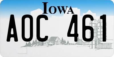 IA license plate AOC461
