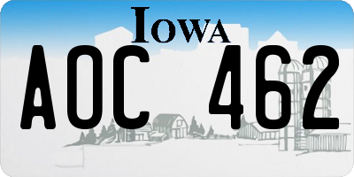 IA license plate AOC462