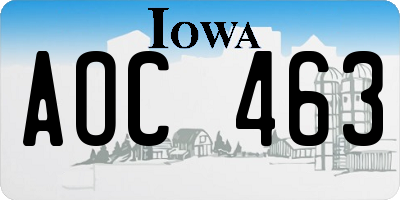 IA license plate AOC463