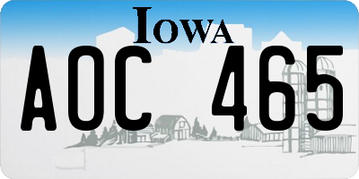 IA license plate AOC465