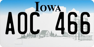 IA license plate AOC466