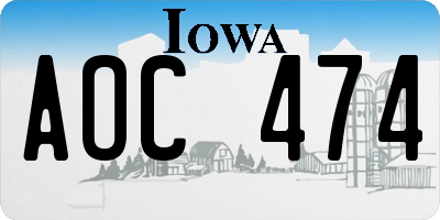 IA license plate AOC474