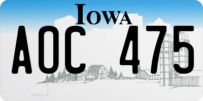IA license plate AOC475