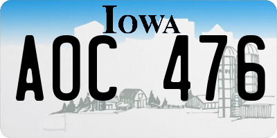 IA license plate AOC476