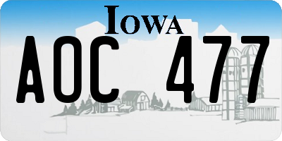 IA license plate AOC477