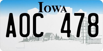 IA license plate AOC478