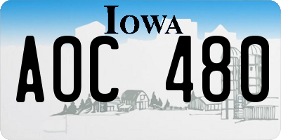 IA license plate AOC480