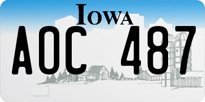 IA license plate AOC487