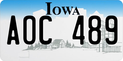 IA license plate AOC489
