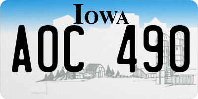 IA license plate AOC490