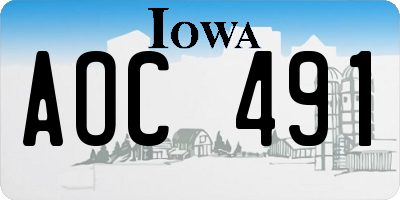 IA license plate AOC491