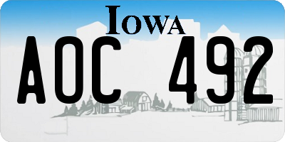 IA license plate AOC492