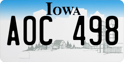 IA license plate AOC498