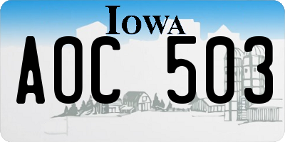 IA license plate AOC503