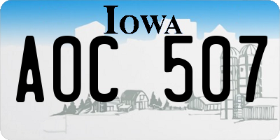 IA license plate AOC507