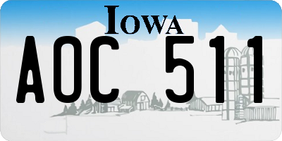 IA license plate AOC511