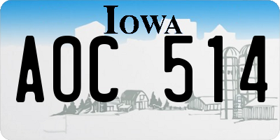 IA license plate AOC514
